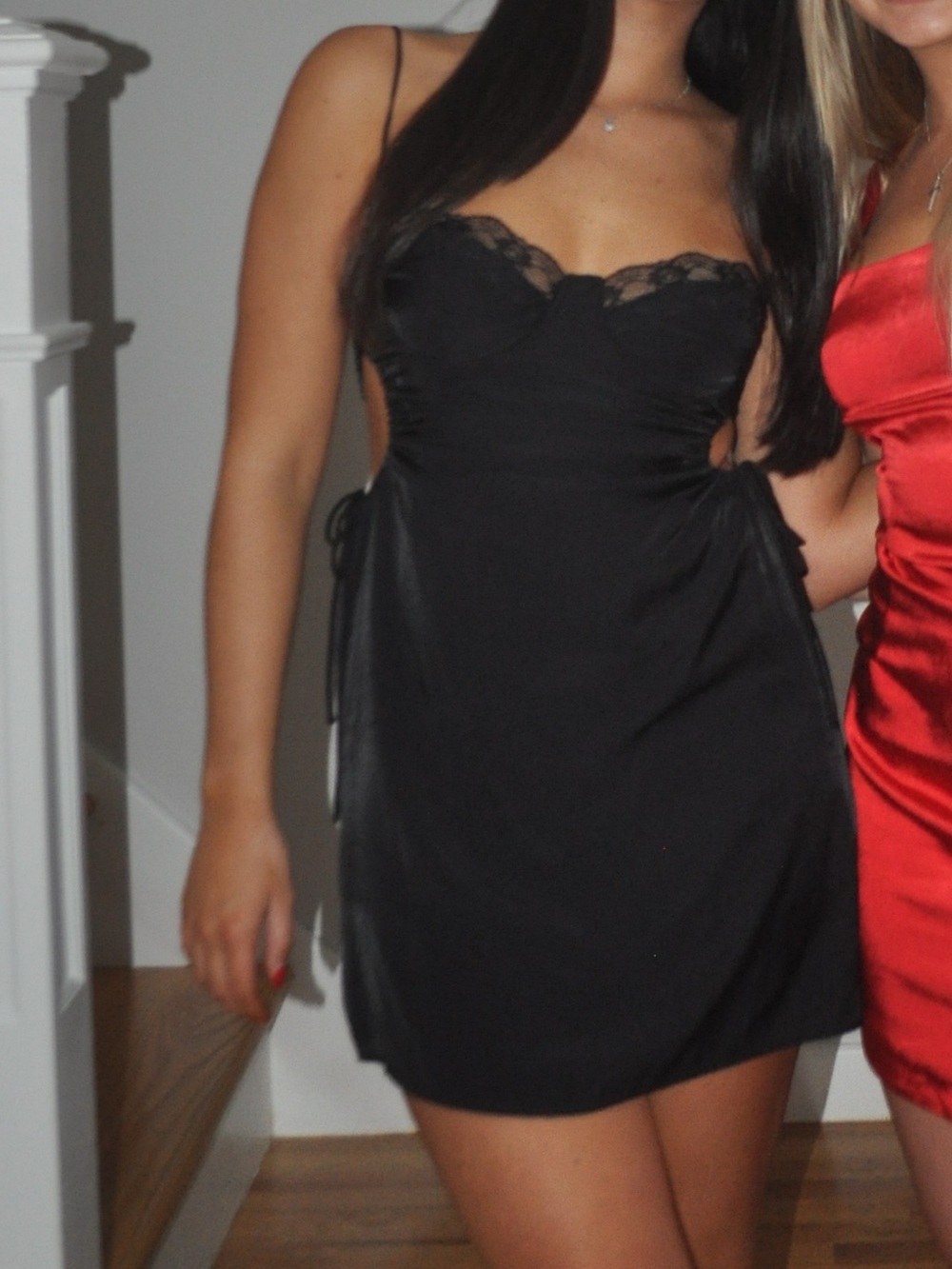 Princess Polly Black Lace-Trim Mini Slip Dress